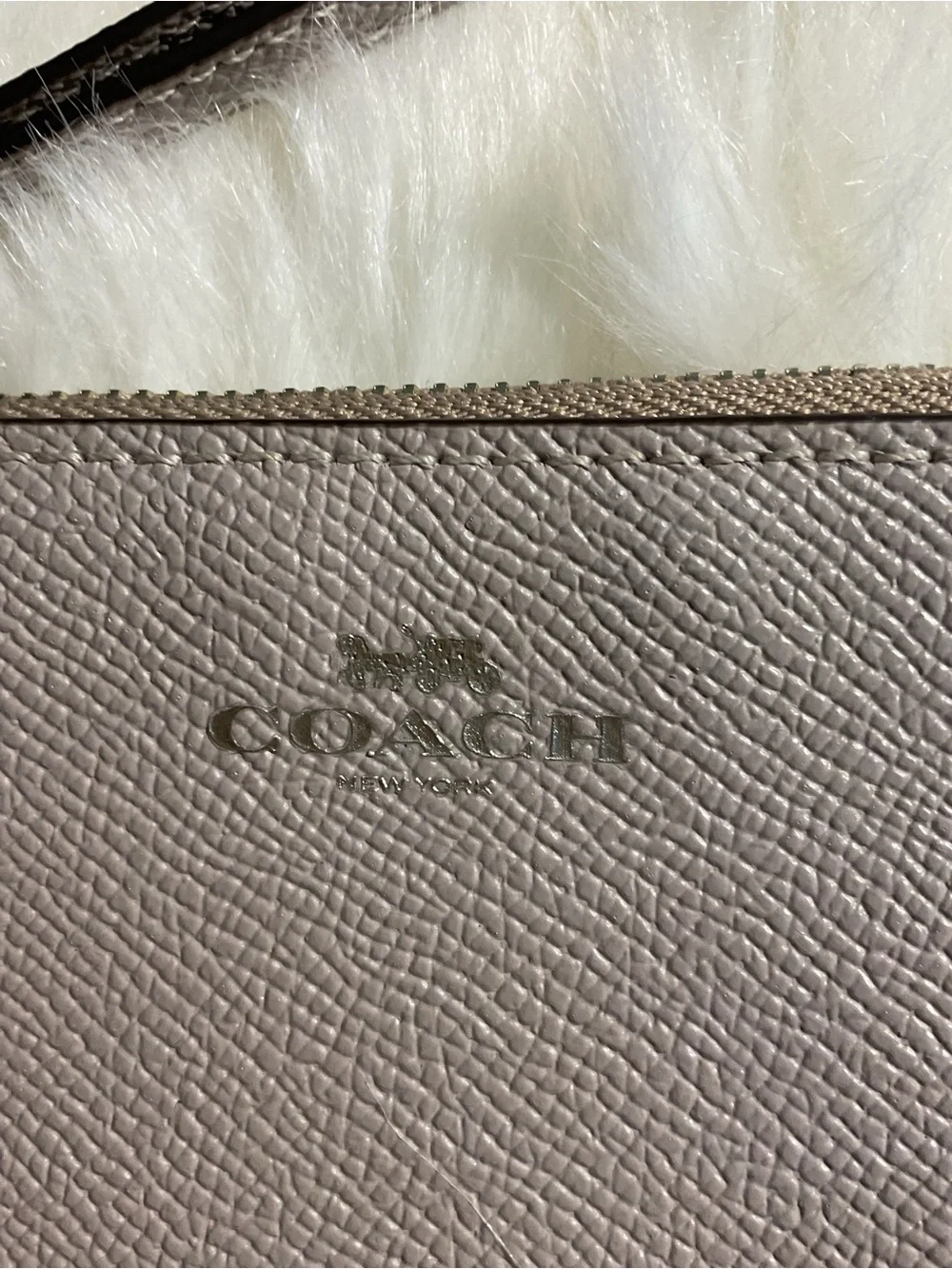 Coach Pebbled Leather Wristlet in Taupe Gray